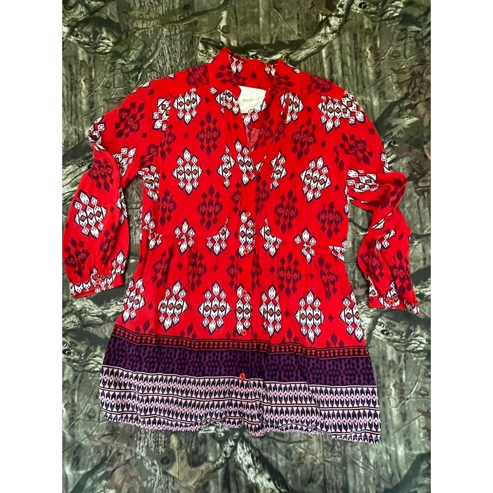 Maeve Lightweight Tunic Blouse Top Red 0 Lightweight Cotton H69